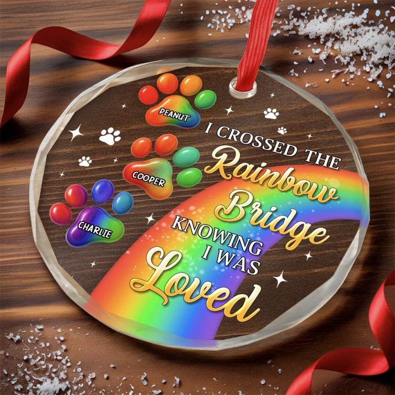 Custom Circle Glass Ornament - Personalized Pet Christmas Memorial Sympathy Gifts For Dogs, Cats - Furever Loved And Missed