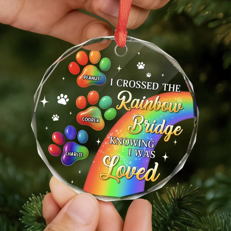 Custom Circle Glass Ornament - Personalized Pet Christmas Memorial Sympathy Gifts For Dogs, Cats - Furever Loved And Missed
