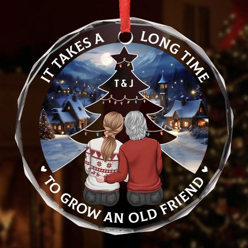 Custom Circle Glass Ornament - Personalized Best Friend Birthday Gifts For Women, Besties, Sisters, BFF - Friends Forever More Precious Than Gold