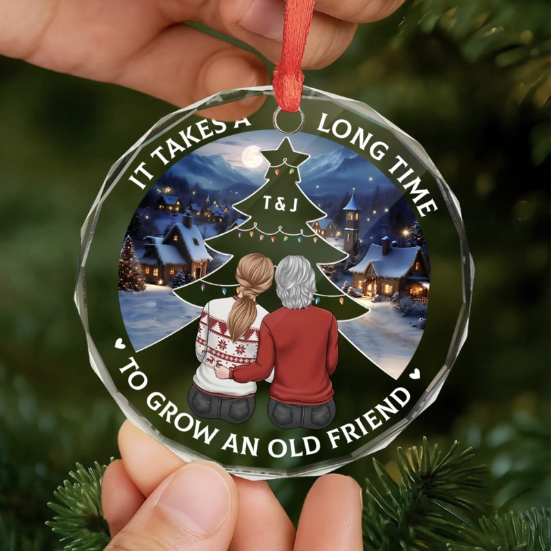 Custom Circle Glass Ornament - Personalized Best Friend Birthday Gifts For Women, Besties, Sisters, BFF - Friends Forever More Precious Than Gold