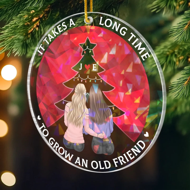 Custom Hologram Acrylic Ornament - Personalized Christmas Best Friend Birthday Gifts For Women, Besties, Sisters, BFF - Side By Side, Year By Year