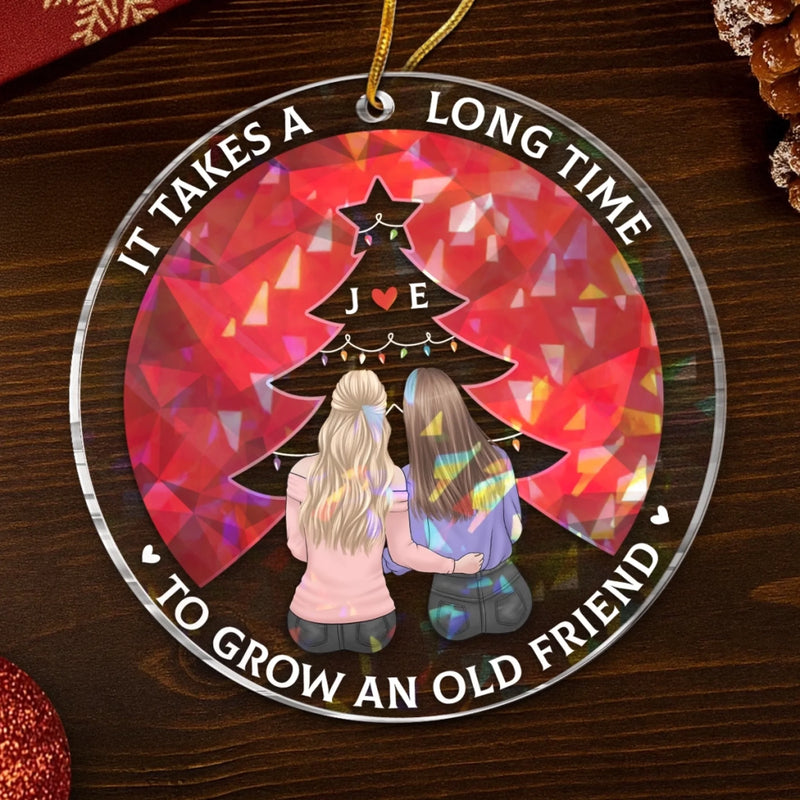 Custom Hologram Acrylic Ornament - Personalized Christmas Best Friend Birthday Gifts For Women, Besties, Sisters, BFF - Side By Side, Year By Year