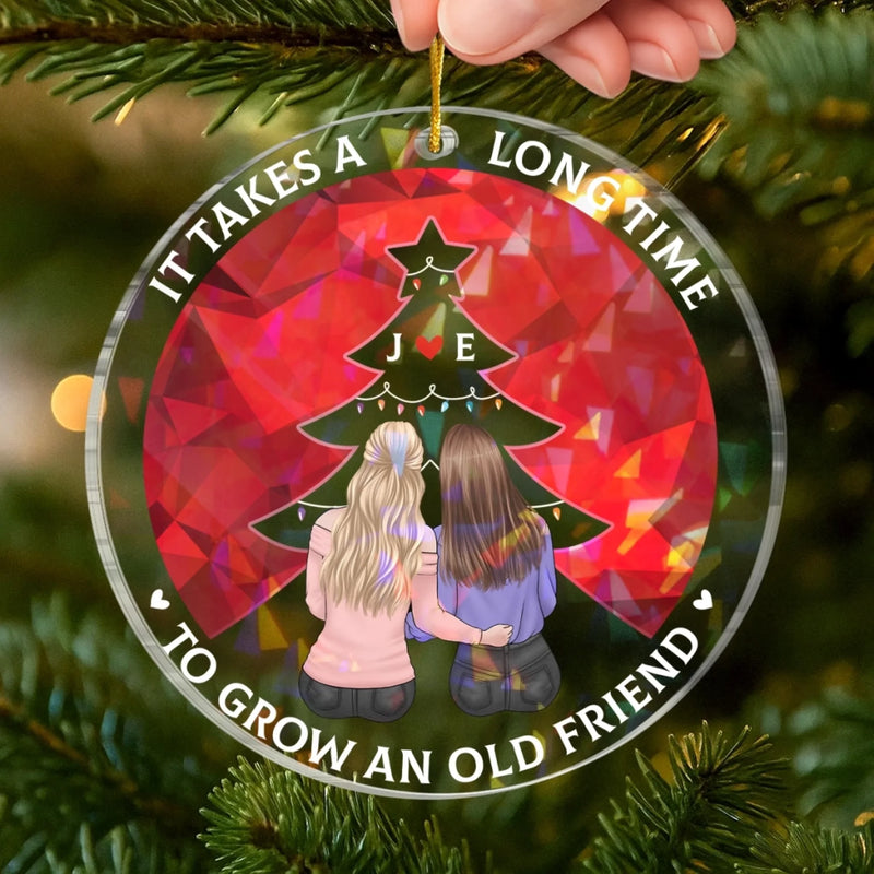 Custom Hologram Acrylic Ornament - Personalized Christmas Best Friend Birthday Gifts For Women, Besties, Sisters, BFF - Side By Side, Year By Year
