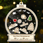 Custom 3 Layers Shaker Ornament - Personalized Anniversary Christmas Wedding Gifts For Husband And Wife, Him And Her - Newlyweds Under The Mistletoe