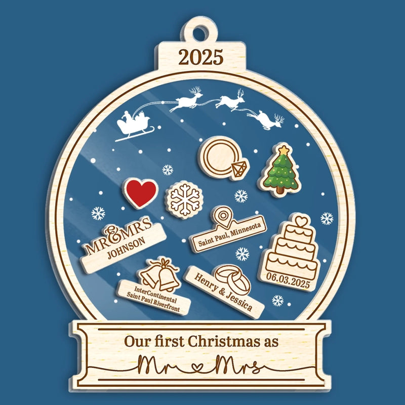 Custom 3 Layers Shaker Ornament - Personalized Anniversary Christmas Wedding Gifts For Husband And Wife, Him And Her - Newlyweds Under The Mistletoe