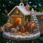 Custom Wood Ornament - Personalized Christmas Birthday Gifts For Women, Men - Christmas At The Horse Farm