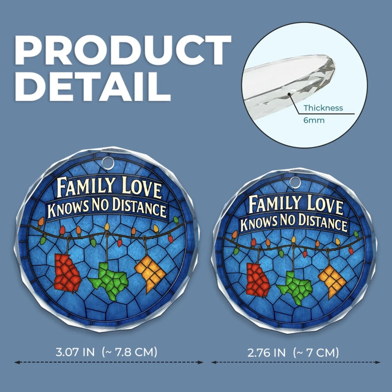 Custom Long Distance Circle Glass Ornament - Personalized Christmas Birthday Gifts For Mom, Dad, Kids - Family Love, Across Every State