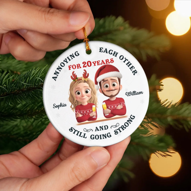 Custom Ceramic Ornament - Personalized Anniversary Christmas Wedding Gifts For Husband And Wife, Him And Her - A Love Story With Punchlines