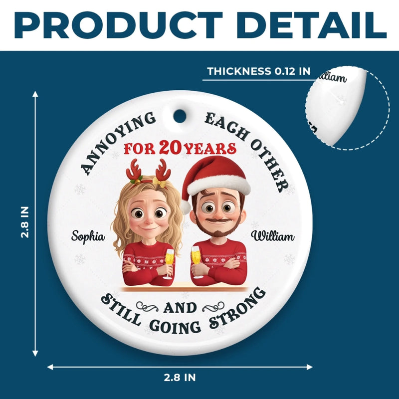 Custom Ceramic Ornament - Personalized Anniversary Christmas Wedding Gifts For Husband And Wife, Him And Her - A Love Story With Punchlines
