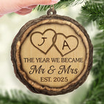 Custom Wood Ornament - Personalized Anniversary Christmas Wedding Gifts For Husband And Wife, Him And Her - Mr And Mrs Forevermore