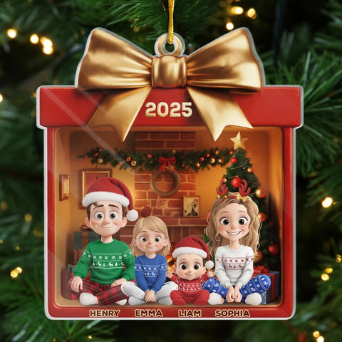 Custom Acrylic Ornament - Personalized Christmas Birthday Gifts For Mom, Dad, Kids - Golden Bow, Endless Love