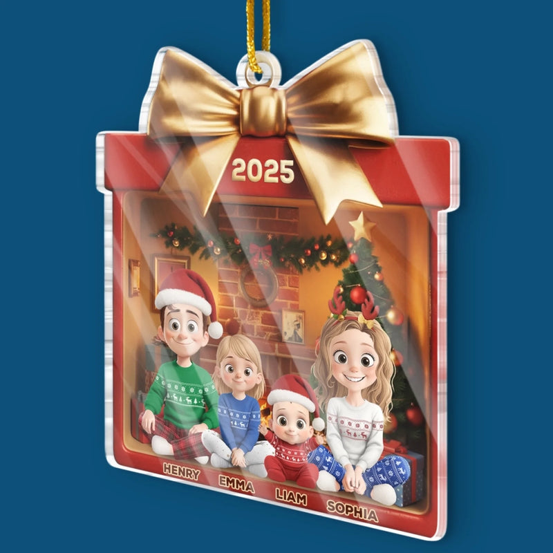 Custom Acrylic Ornament - Personalized Christmas Birthday Gifts For Mom, Dad, Kids - Golden Bow, Endless Love