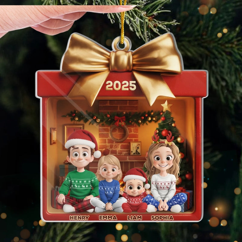 Custom Acrylic Ornament - Personalized Christmas Birthday Gifts For Mom, Dad, Kids - Golden Bow, Endless Love