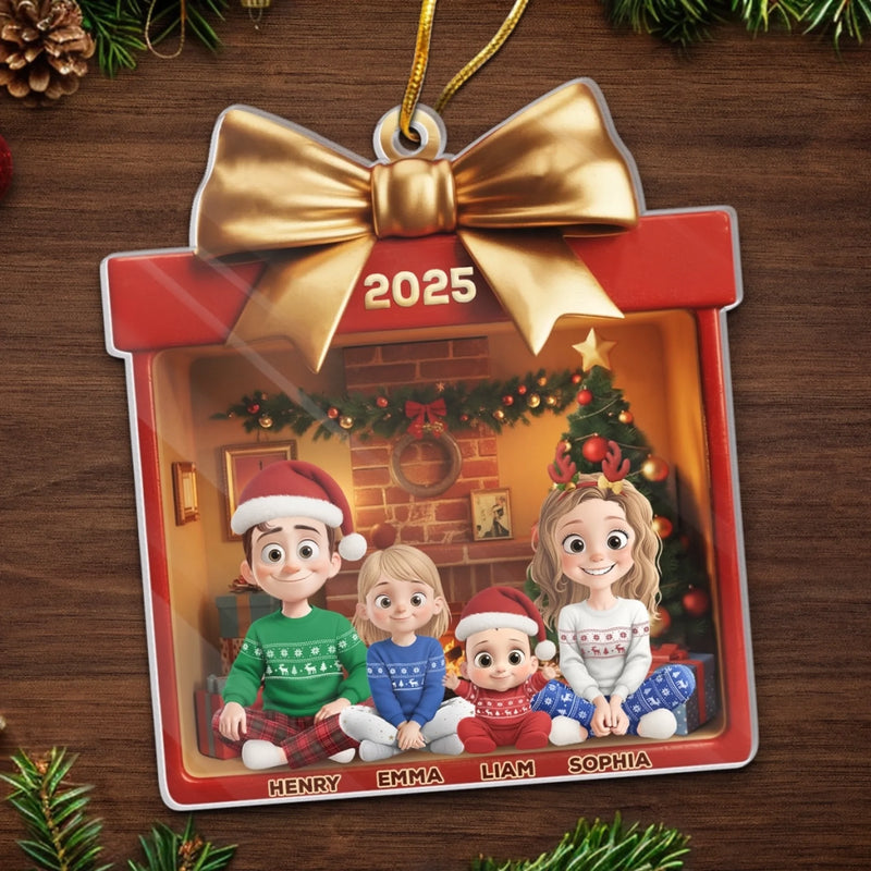 Custom Acrylic Ornament - Personalized Christmas Birthday Gifts For Mom, Dad, Kids - Golden Bow, Endless Love