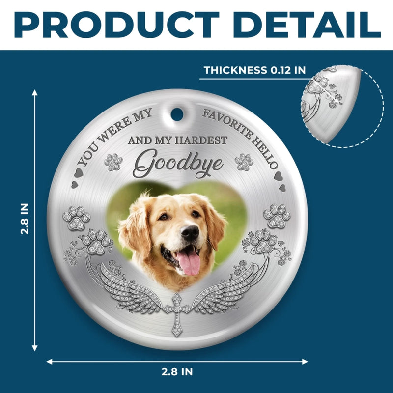 Custom Photo Ceramic Ornament - Personalized Pet Christmas Memorial Sympathy Gifts For Dogs, Cats - My Angel With Paws
