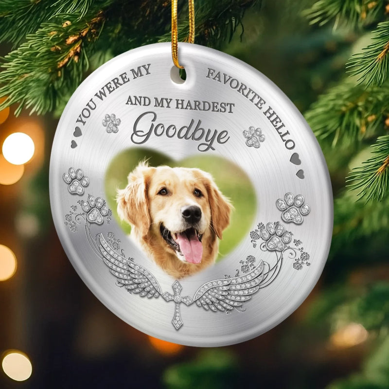 Custom Photo Ceramic Ornament - Personalized Pet Christmas Memorial Sympathy Gifts For Dogs, Cats - My Angel With Paws