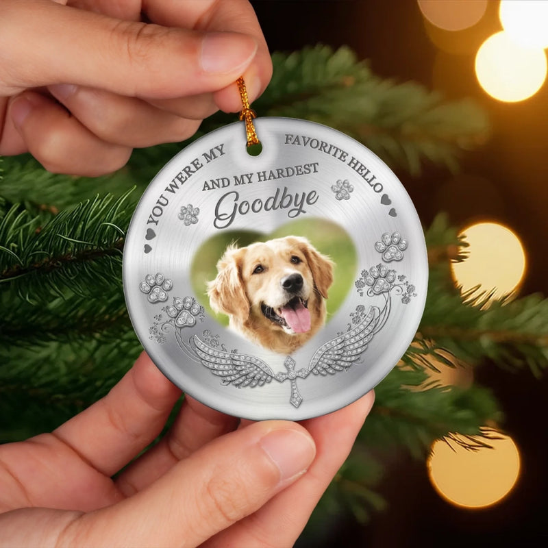 Custom Photo Ceramic Ornament - Personalized Pet Christmas Memorial Sympathy Gifts For Dogs, Cats - My Angel With Paws
