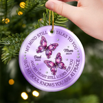 Custom Ceramic Ornament - Personalized Christmas Memorial Sympathy Gifts For Loss Of Mom, Dad - Watching Over Us Still
