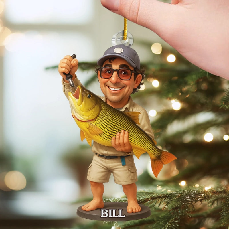 Custom Photo Acrylic Ornament - Personalized Christmas Birthday Fishing Gifts For Fisherman - Making Memories, One Catch At A Time