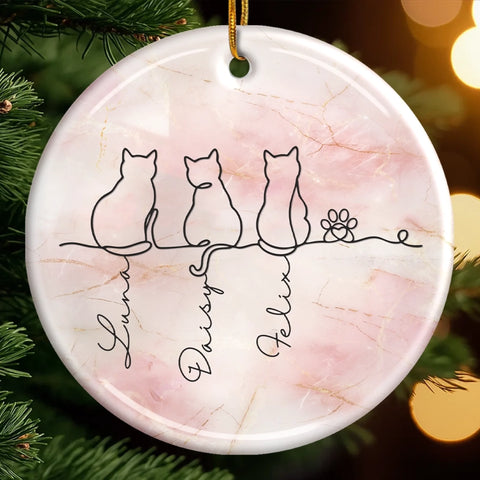 Custom Ceramic Ornament - Personalized Christmas Memorial Sympathy Gifts For Cats - Feline Family Forever