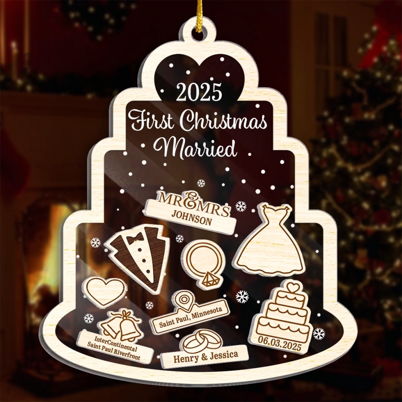 Custom 3 Layers Shaker Ornament - Personalized Anniversary Christmas Wedding Gifts For Husband And Wife, Him And Her - Where Love Begins And Never Ends