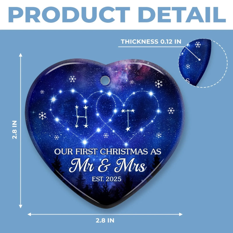 Custom Ceramic Ornament - Personalized Anniversary Christmas Wedding Gifts For Husband And Wife, Him And Her - Constellations Of Love, Forever Ours