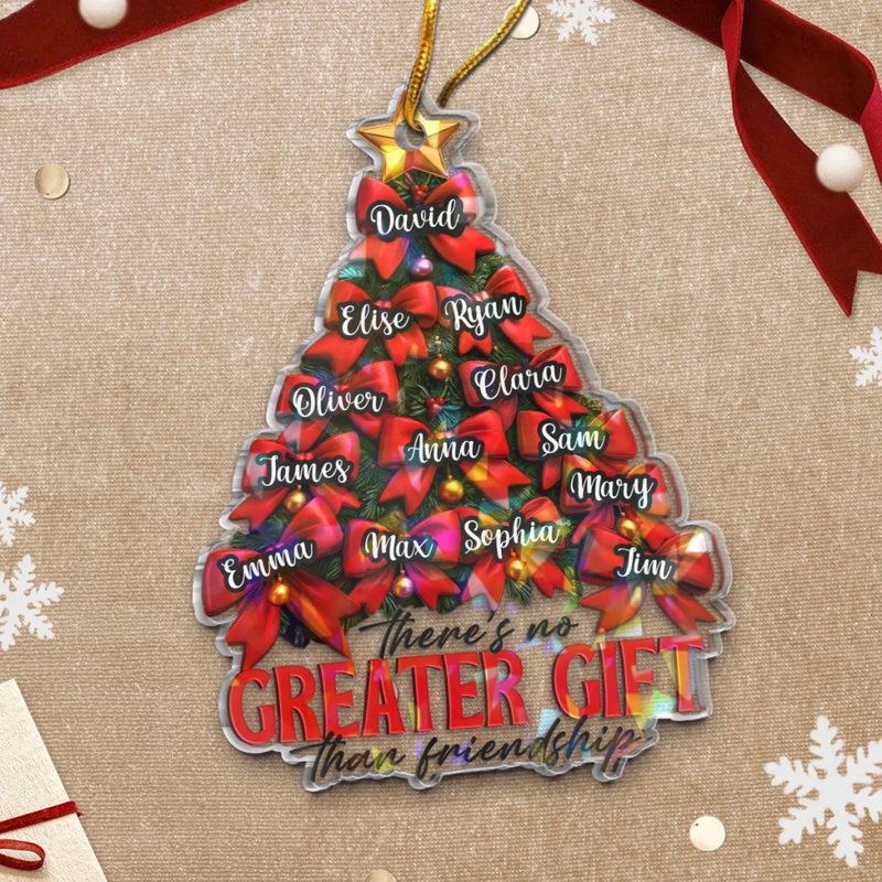Custom Hologram Acrylic Ornament - Personalized Christmas Best Friend Birthday Gifts For Women, Besties, Sisters, BFF - Our Bond Grows Like Christmas Lights