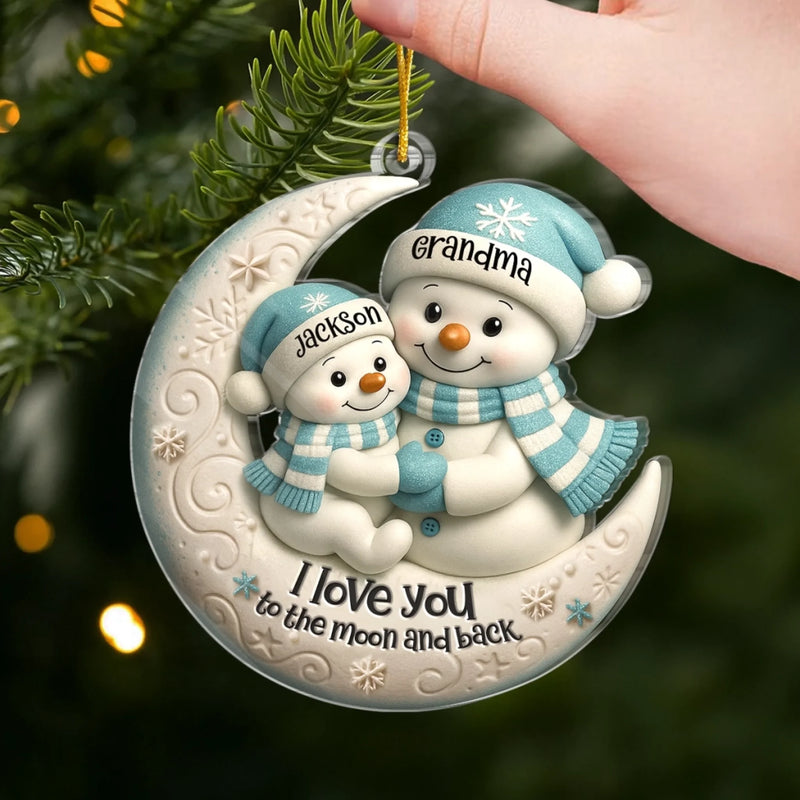 Custom Acrylic Ornament - Personalized Christmas Birthday Gifts For Mom, Grandma - Love You To The Moon