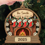 Custom Double Layer Wooden Ornament - Personalized Christmas Birthday Gifts For Mom, Dad, Kids - Love Wrapped In Stockings