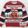 Custom Unisex Ugly Sweatshirt - Personalized Anniversary Christmas Wedding Gifts For Husband And Wife, Him And Her - Merry Fights, Happy Nights