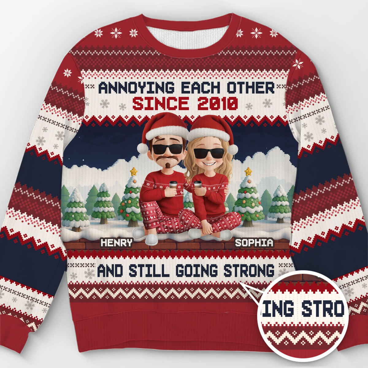 Custom Unisex Ugly Sweatshirt - Personalized Anniversary Christmas Wedding Gifts For Husband And Wife, Him And Her - Merry Fights, Happy Nights