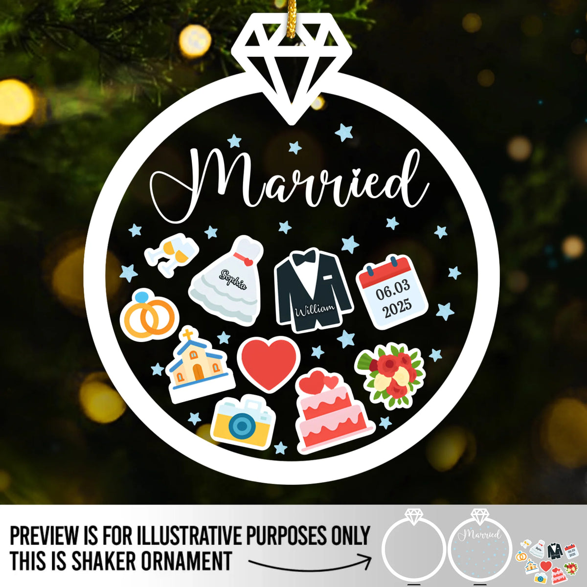 Custom 3 Layers Shaker Ornament - Personalized Anniversary Christmas Wedding Gifts For Husband And Wife, Him And Her - Our Forever Gift To Each Other