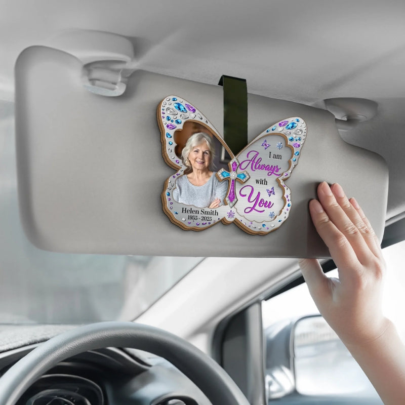 Custom Photo Car Visor Clip - Personalized Memorial Sympathy Gifts For Loss Of Mom, Dad -Together Again In Heaven