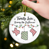 Custom Long Distance Ceramic Ornament - Personalized Christmas Birthday Gifts For Mom, Dad, Kids - Hearts Connected, No Matter The Distance