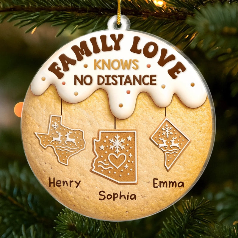 Custom Acrylic Ornament - Personalized Christmas Birthday Gifts For Mom, Dad, Kids - Love Connects Every Mile