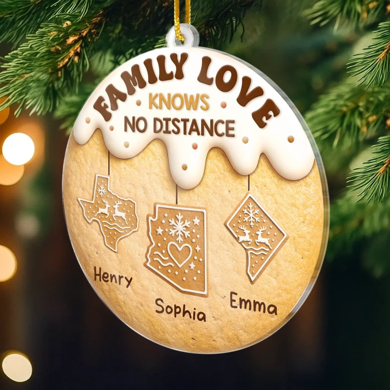 Custom Acrylic Ornament - Personalized Christmas Birthday Gifts For Mom, Dad, Kids - Love Connects Every Mile