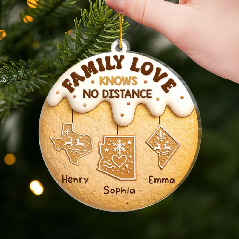 Custom Acrylic Ornament - Personalized Christmas Birthday Gifts For Mom, Dad, Kids - Love Connects Every Mile