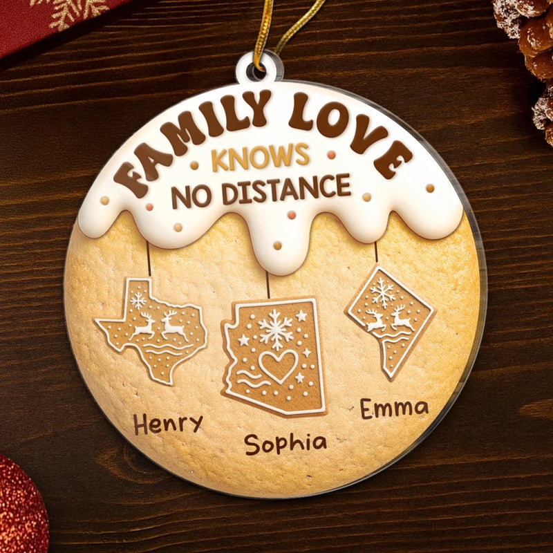 Custom Acrylic Ornament - Personalized Christmas Birthday Gifts For Mom, Dad, Kids - Love Connects Every Mile