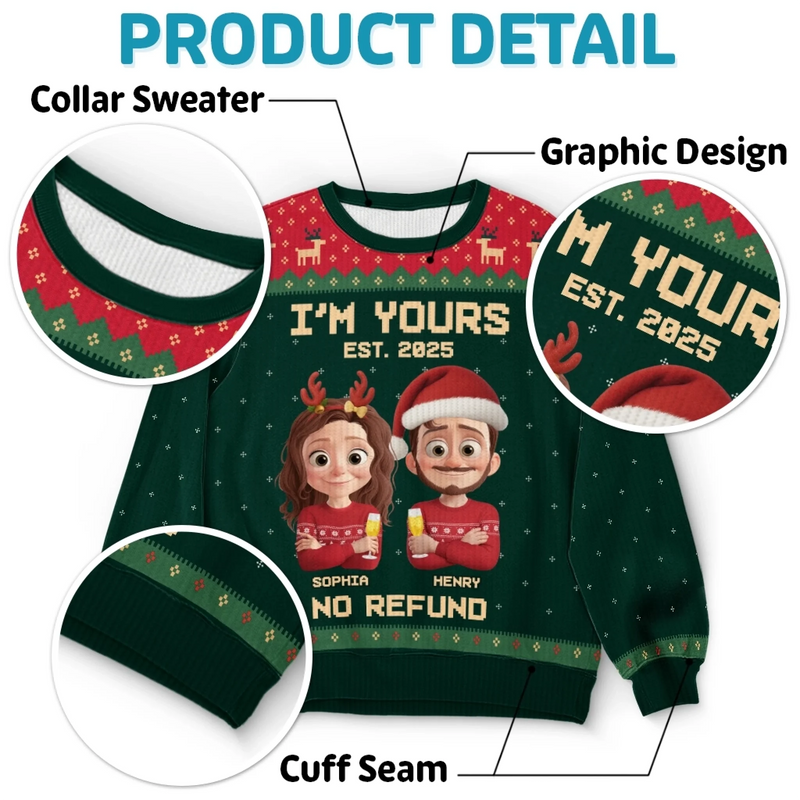 Custom Unisex Ugly Sweatshirt - Personalized Anniversary Christmas Wedding Gifts For Husband And Wife, Him And Her - Forever Festive, Forever Us
