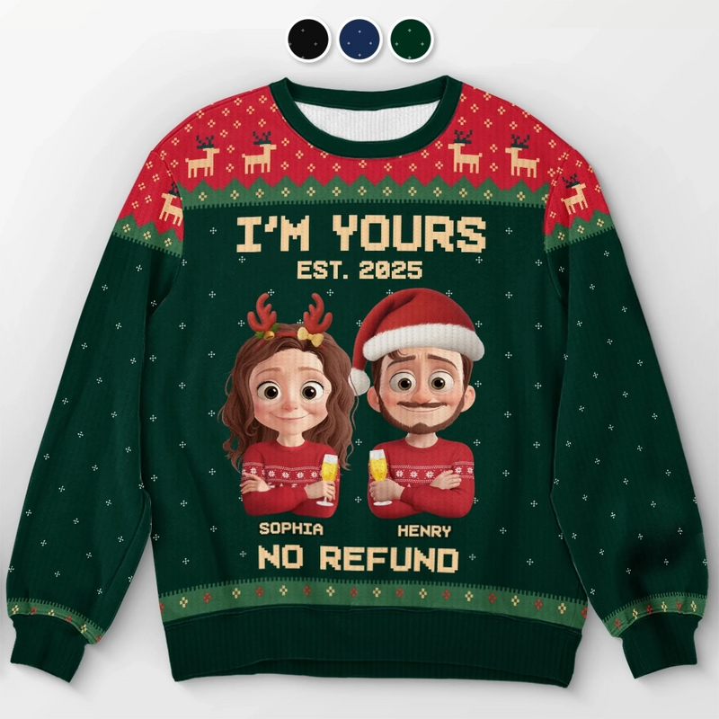 Custom Unisex Ugly Sweatshirt - Personalized Anniversary Christmas Wedding Gifts For Husband And Wife, Him And Her - Forever Festive, Forever Us