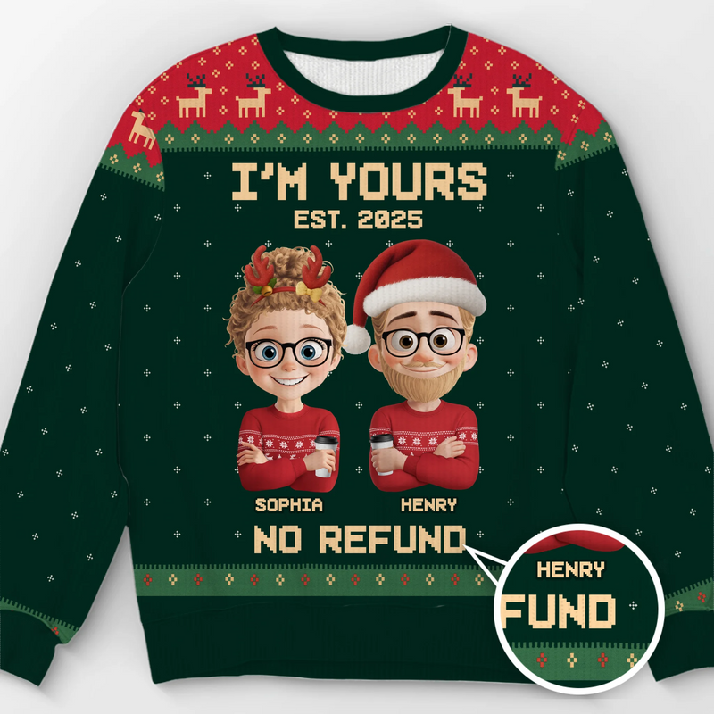 Custom Unisex Ugly Sweatshirt - Personalized Anniversary Christmas Wedding Gifts For Husband And Wife, Him And Her - Forever Festive, Forever Us