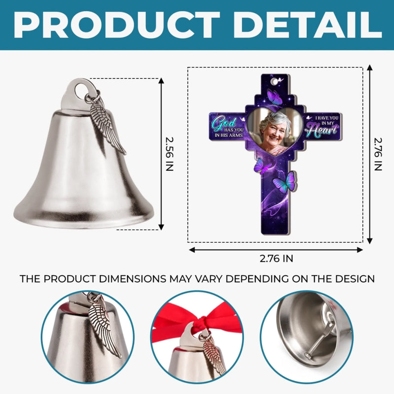 Custom Photo Bell Ornament With Charms - Personalized Memorial Sympathy Gifts For Loss Of Mom, Dad - We Hold You In Love