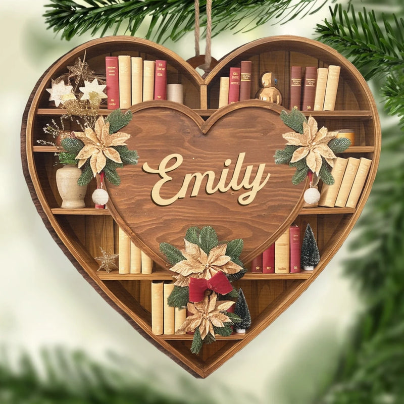 Custom Wood Ornament - Personalized Christmas  Bookish Gifts For Book Lovers, Bookworms, Readers - The Shelf Life Of Love