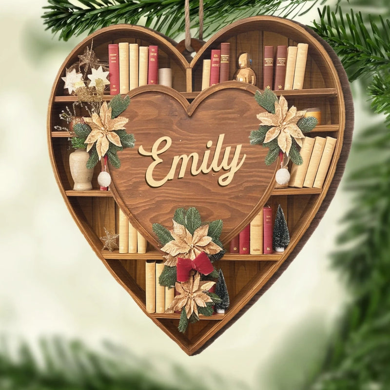 Custom Wood Ornament - Personalized Christmas  Bookish Gifts For Book Lovers, Bookworms, Readers - The Shelf Life Of Love
