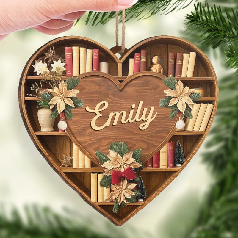 Custom Wood Ornament - Personalized Christmas  Bookish Gifts For Book Lovers, Bookworms, Readers - The Shelf Life Of Love