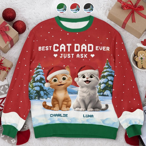 Custom Unisex Ugly Sweatshirt - Personalized  Christmas Birthday Gifts For Cat Lovers, Cat Mom And Dad - Ho Ho Hold My Catnip