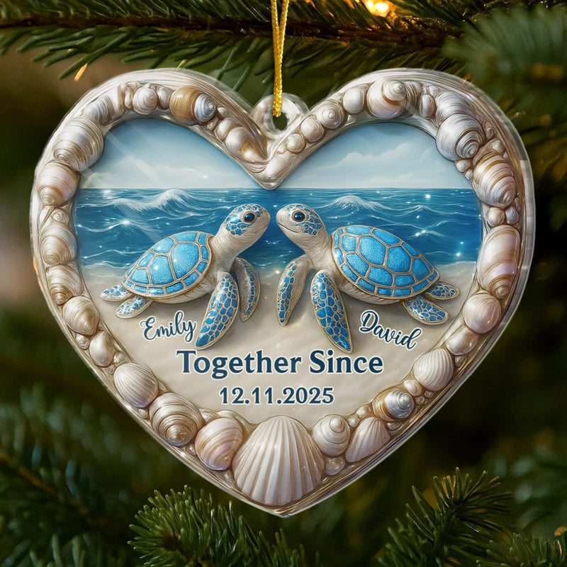 Custom Acrylic Ornament - Personalized Anniversary Christmas Wedding Gifts For Husband And Wife, Him And Her - Our Forever, Sealed By The Sea