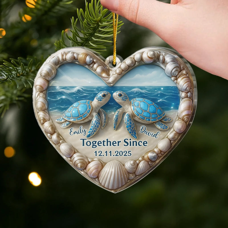 Custom Acrylic Ornament - Personalized Anniversary Christmas Wedding Gifts For Husband And Wife, Him And Her - Our Forever, Sealed By The Sea