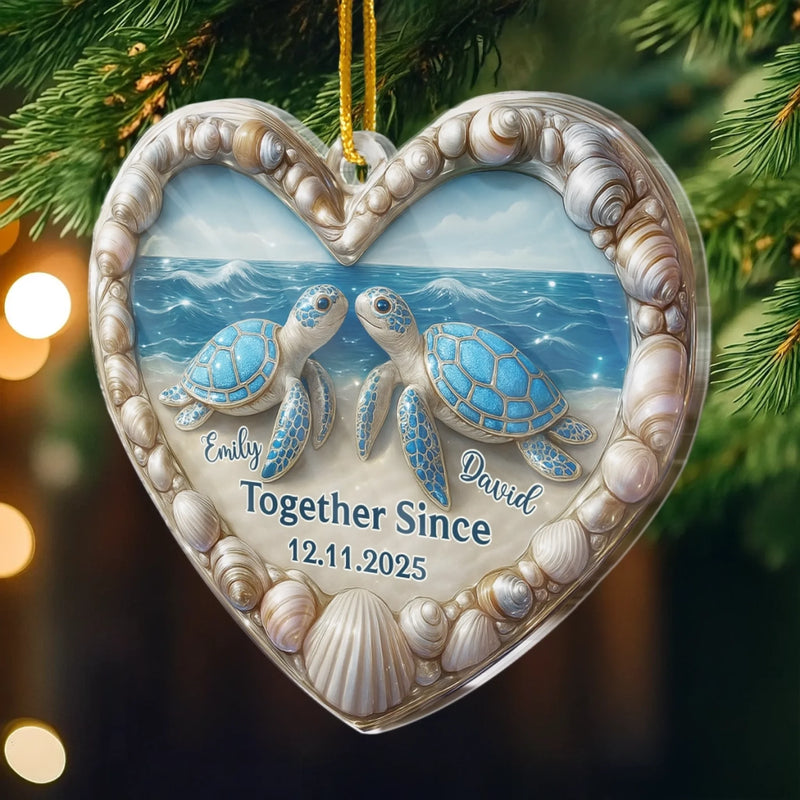 Custom Acrylic Ornament - Personalized Anniversary Christmas Wedding Gifts For Husband And Wife, Him And Her - Our Forever, Sealed By The Sea