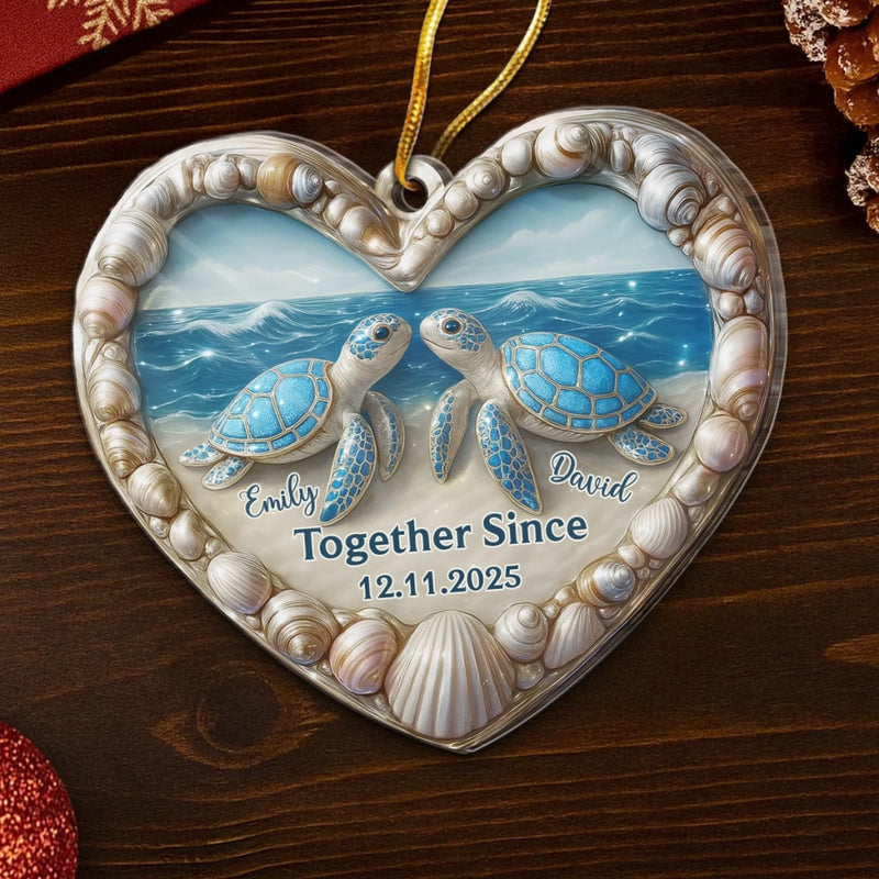 Custom Acrylic Ornament - Personalized Anniversary Christmas Wedding Gifts For Husband And Wife, Him And Her - Our Forever, Sealed By The Sea